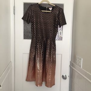 LuLaRoe XL Amelia Elegant Black & Rose Gold BNWT
